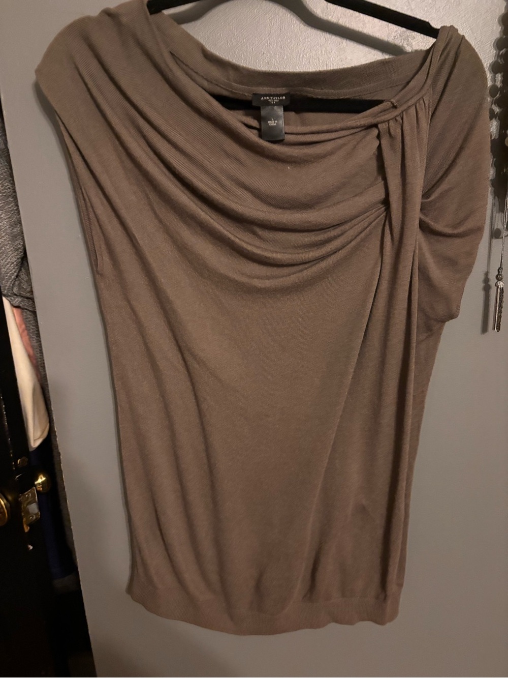 Ann Taylor Taupe Draped Pencil Skirt